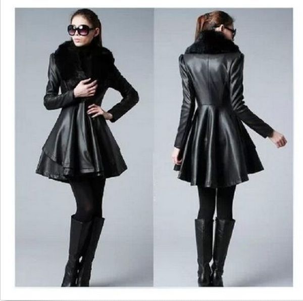 20% OFF, Fashion Fur Collar PU Leather Trench Coat,$55.99+Free Shipping by Onfancy.com